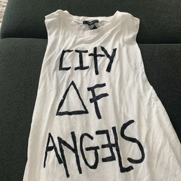 Forever 21 White Muscle Tee City Of Angels - Picture 2 of 6
